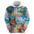 Hawaii Cocktails Zip Hoodie Parrot with Cute Beach Landscape and Tropical Plants