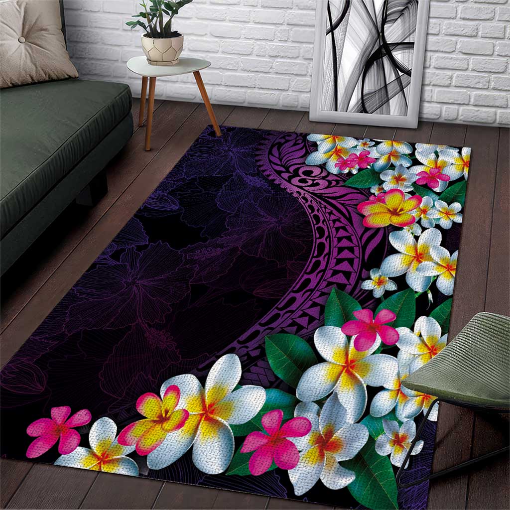 Hawaiian Plumeria-Polynesian Art Tattoo Mauve Color Area Rug