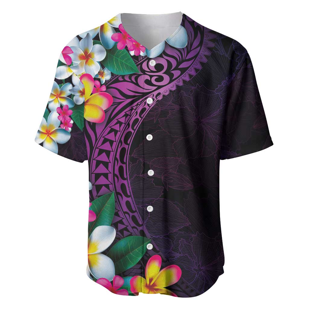 Hawaiian Plumeria-Polynesian Art Tattoo Mauve Color Baseball Jersey