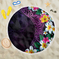 Hawaiian Plumeria-Polynesian Art Tattoo Mauve Color Beach Blanket LT03 One Size 150cm Purple - Polynesian Pride
