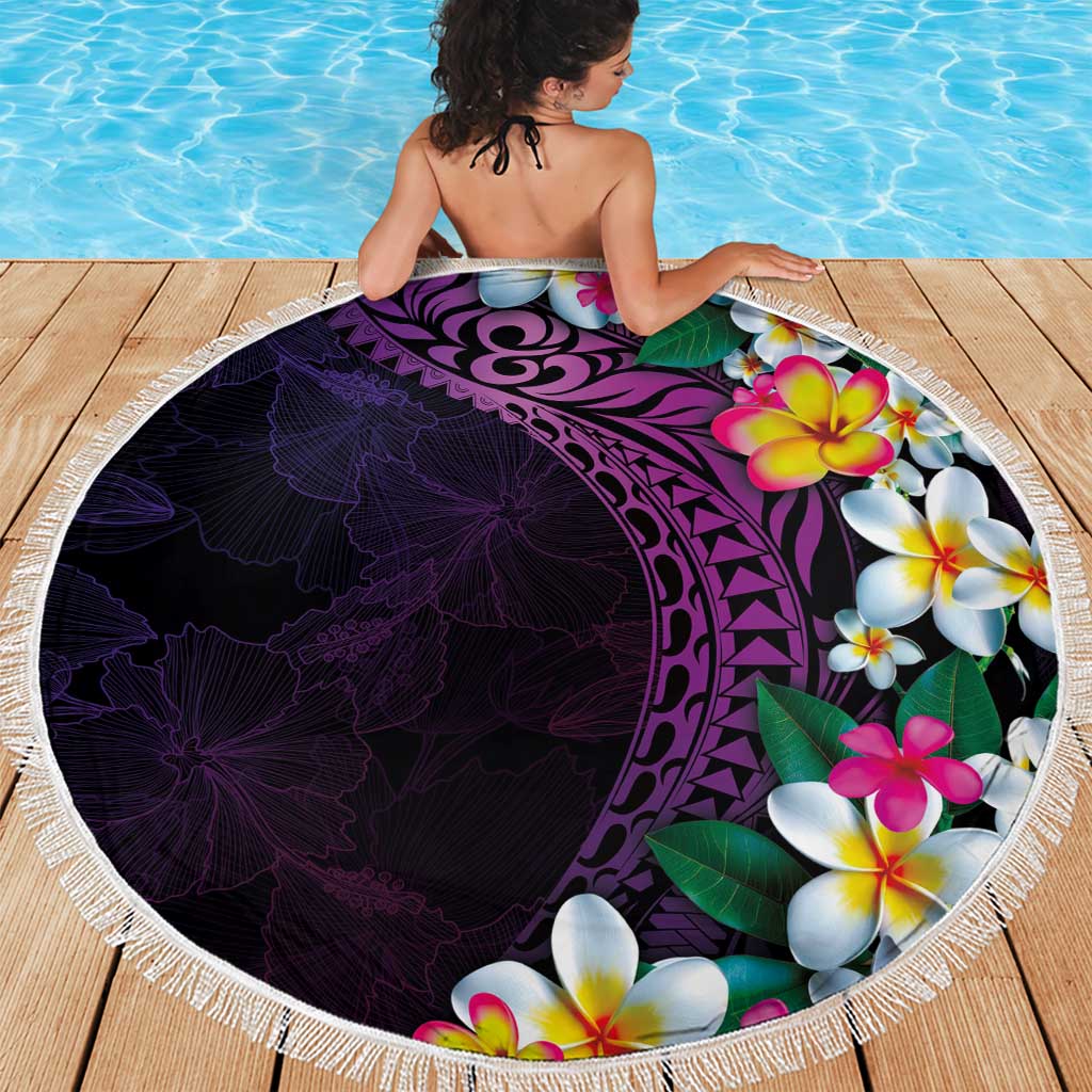 Hawaiian Plumeria-Polynesian Art Tattoo Mauve Color Beach Blanket LT03 - Polynesian Pride