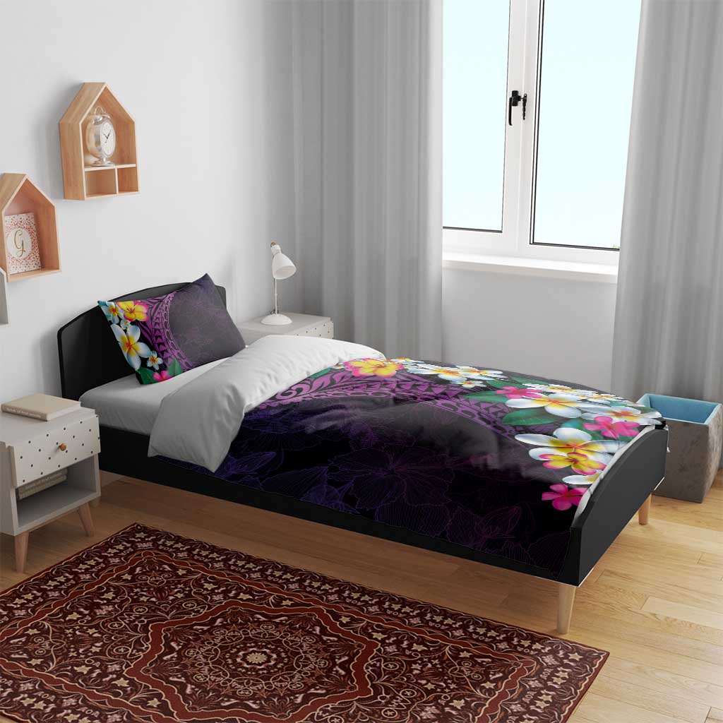 Hawaiian Plumeria-Polynesian Art Tattoo Mauve Color Bedding Set