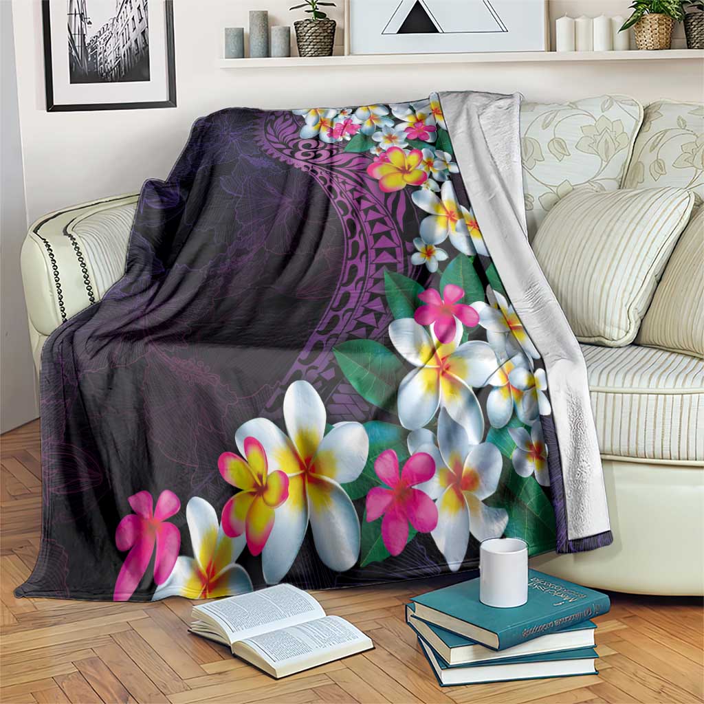 Hawaiian Plumeria-Polynesian Art Tattoo Mauve Color Blanket LT03 Purple - Polynesian Pride