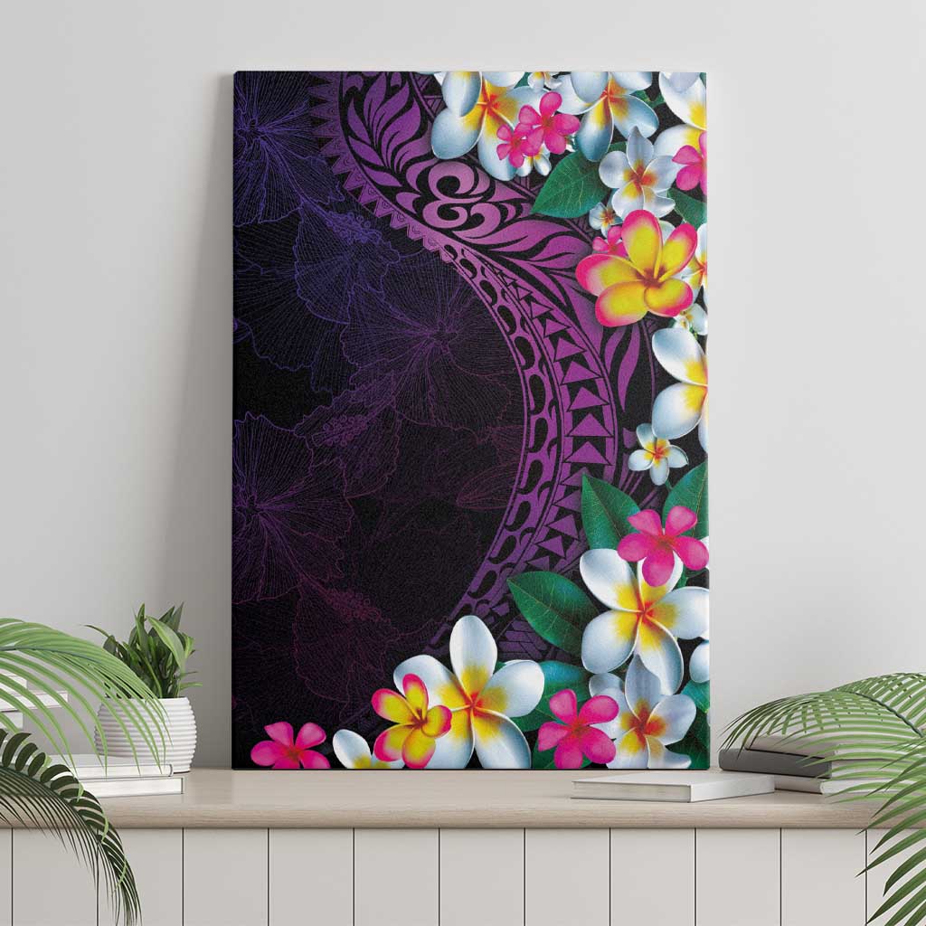 Hawaiian Plumeria-Polynesian Art Tattoo Mauve Color Canvas Wall Art LT03 - Polynesian Pride
