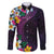 Hawaiian Plumeria-Polynesian Art Tattoo Mauve Color Family Matching Off Shoulder Maxi Dress and Hawaiian Shirt