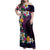 Hawaiian Plumeria-Polynesian Art Tattoo Mauve Color Family Matching Off Shoulder Maxi Dress and Hawaiian Shirt