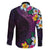 Hawaiian Plumeria-Polynesian Art Tattoo Mauve Color Family Matching Off Shoulder Short Dress and Hawaiian Shirt