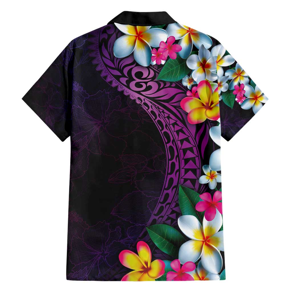 Hawaiian Plumeria-Polynesian Art Tattoo Mauve Color Family Matching Short Sleeve Bodycon Dress and Hawaiian Shirt