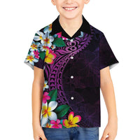 Hawaiian Plumeria-Polynesian Art Tattoo Mauve Color Family Matching Short Sleeve Bodycon Dress and Hawaiian Shirt