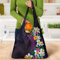 Hawaiian Plumeria-Polynesian Art Tattoo Mauve Color Grocery Bag