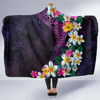 Hawaiian Plumeria-Polynesian Art Tattoo Mauve Color Hooded Blanket LT03 One Size Purple - Polynesian Pride