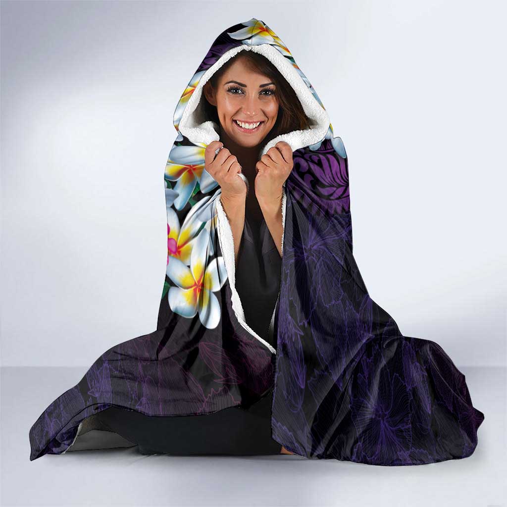 Hawaiian Plumeria-Polynesian Art Tattoo Mauve Color Hooded Blanket LT03 - Polynesian Pride