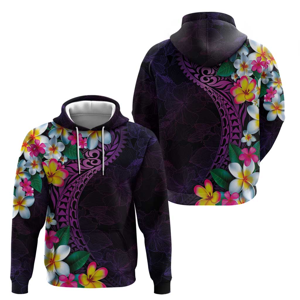 Hawaiian Plumeria-Polynesian Art Tattoo Mauve Color Hoodie