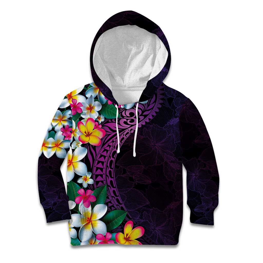 Hawaiian Plumeria-Polynesian Art Tattoo Mauve Color Kid Hoodie