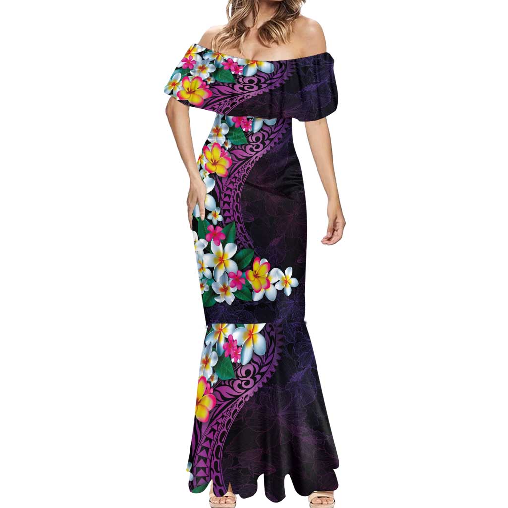 Hawaiian Plumeria-Polynesian Art Tattoo Mauve Color Mermaid Dress