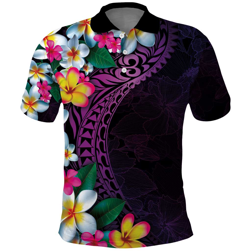 Hawaiian Plumeria-Polynesian Art Tattoo Mauve Color Polo Shirt