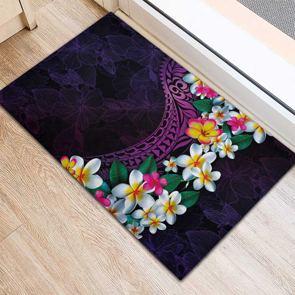 Hawaiian Plumeria-Polynesian Art Tattoo Mauve Color Rubber Doormat LT03 - Polynesian Pride