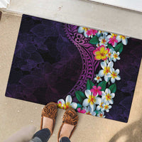 Hawaiian Plumeria-Polynesian Art Tattoo Mauve Color Rubber Doormat LT03 - Polynesian Pride