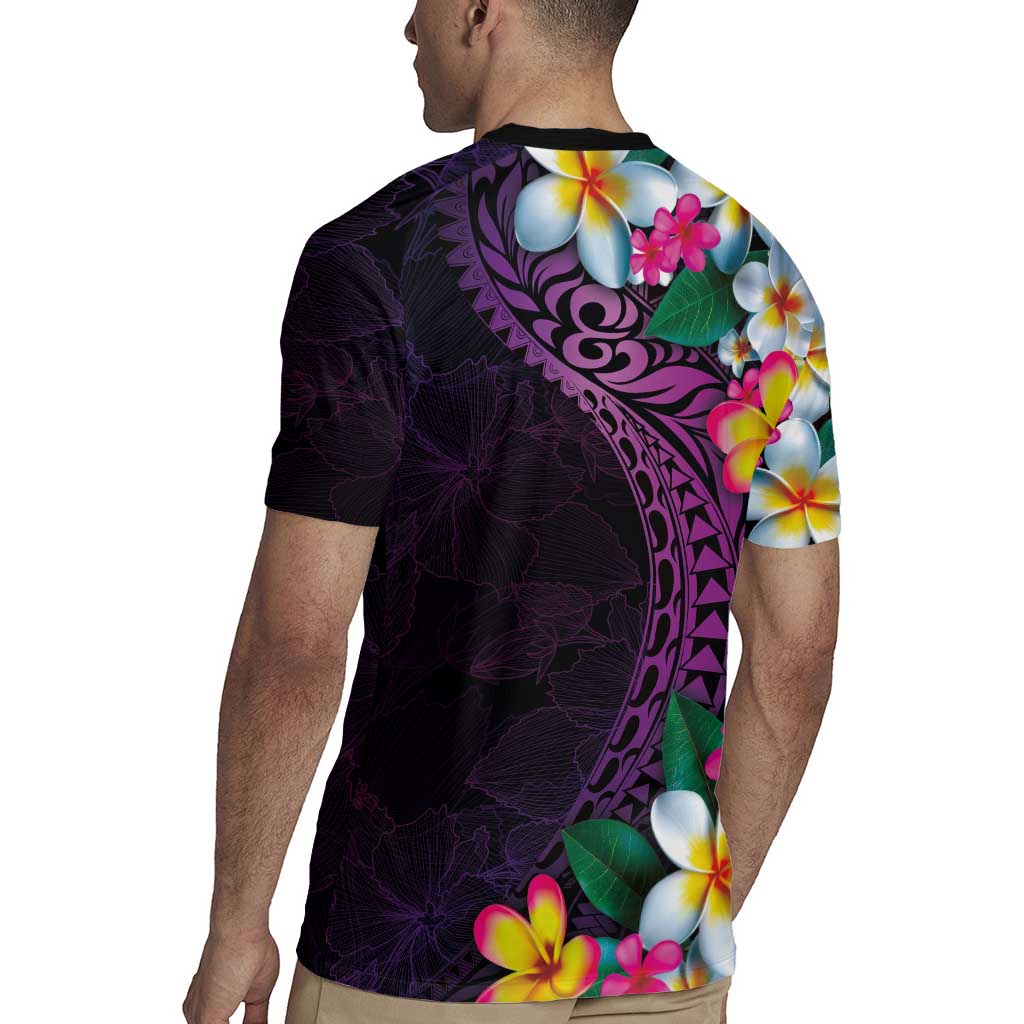 Hawaiian Plumeria-Polynesian Art Tattoo Mauve Color Rugby Jersey
