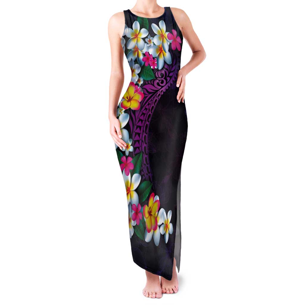 Hawaiian Plumeria-Polynesian Art Tattoo Mauve Color Tank Maxi Dress LT03 Women Purple - Polynesian Pride