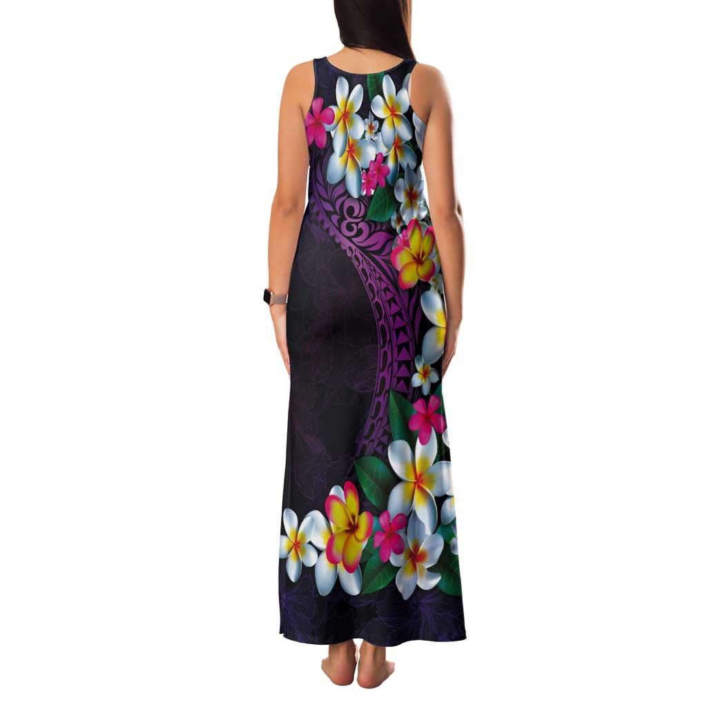 Hawaiian Plumeria-Polynesian Art Tattoo Mauve Color Tank Maxi Dress LT03 - Polynesian Pride