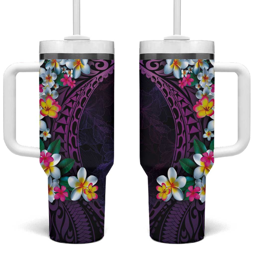 Hawaiian Plumeria-Polynesian Art Tattoo Mauve Color Tumbler With Handle LT03 One Size: 40 oz Purple - Polynesian Pride