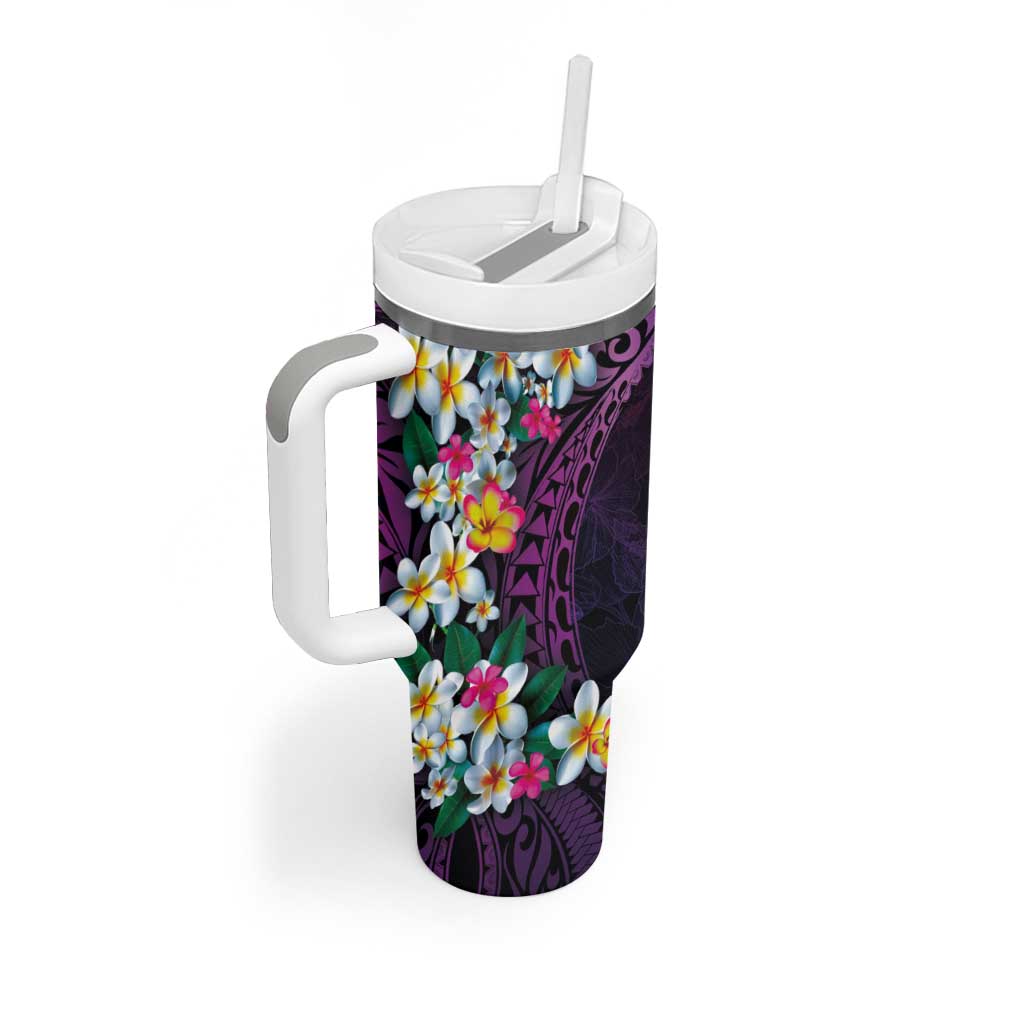 Hawaiian Plumeria-Polynesian Art Tattoo Mauve Color Tumbler With Handle LT03 - Polynesian Pride