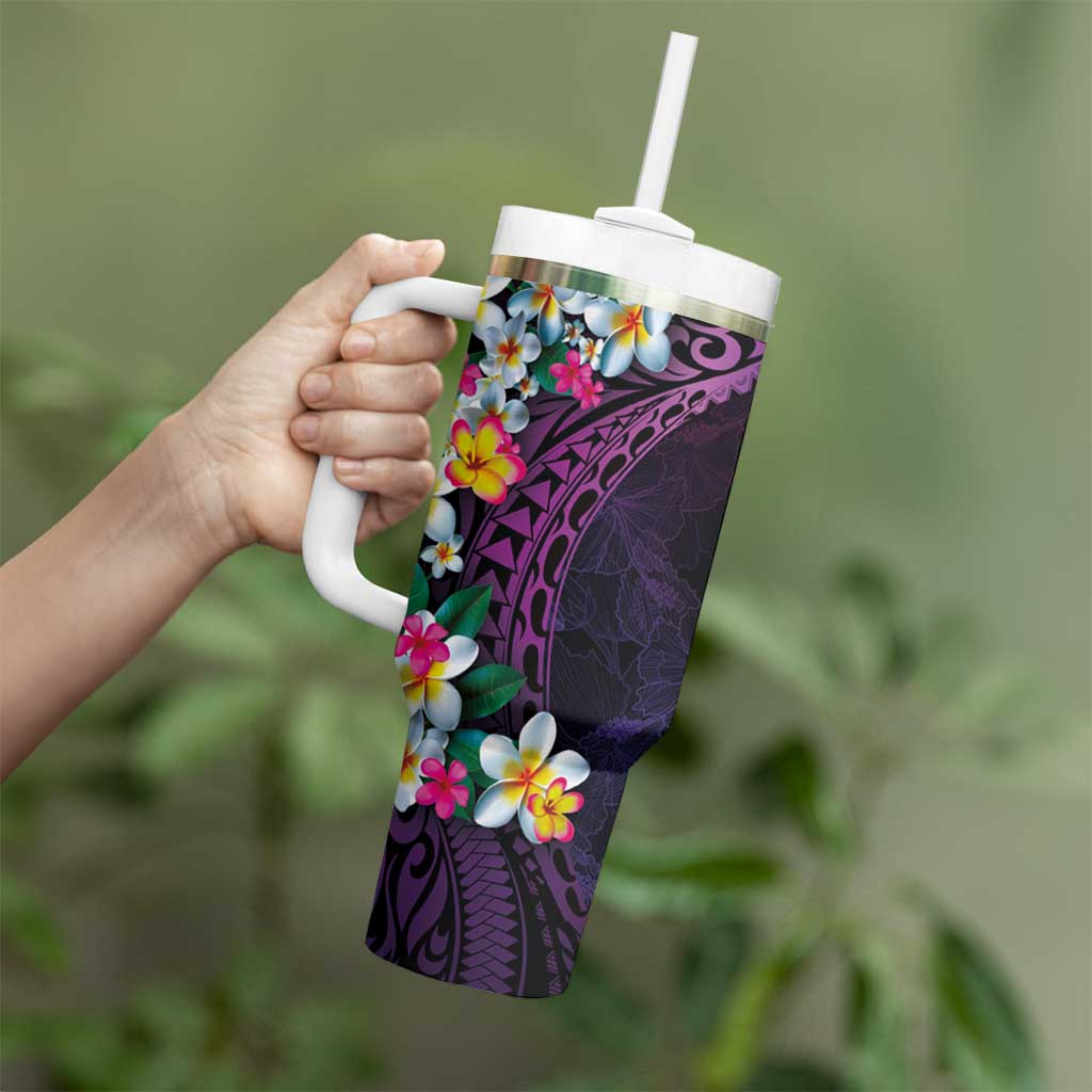 Hawaiian Plumeria-Polynesian Art Tattoo Mauve Color Tumbler With Handle LT03 - Polynesian Pride