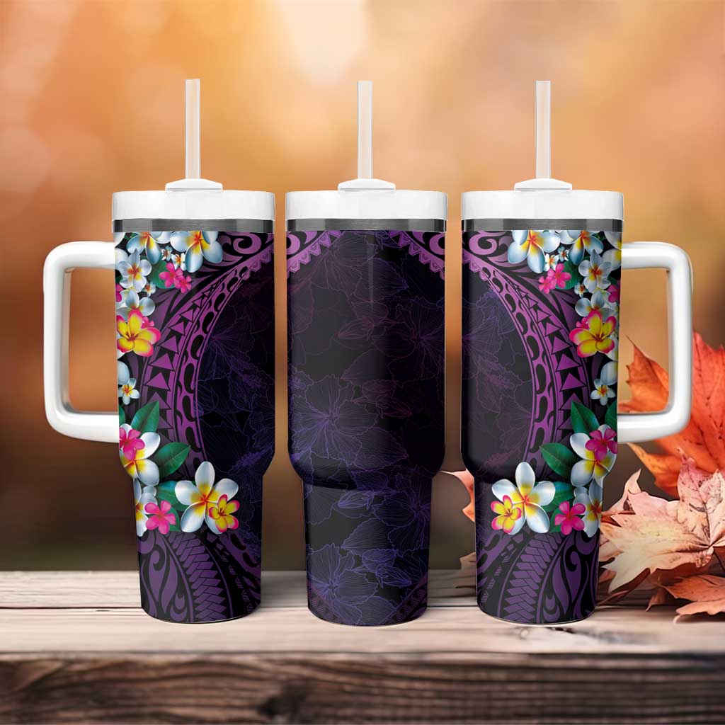 Hawaiian Plumeria-Polynesian Art Tattoo Mauve Color Tumbler With Handle LT03 - Polynesian Pride