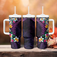 Hawaiian Plumeria-Polynesian Art Tattoo Mauve Color Tumbler With Handle LT03 - Polynesian Pride
