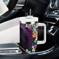 Hawaiian Plumeria-Polynesian Art Tattoo Mauve Color Tumbler With Handle LT03 - Polynesian Pride