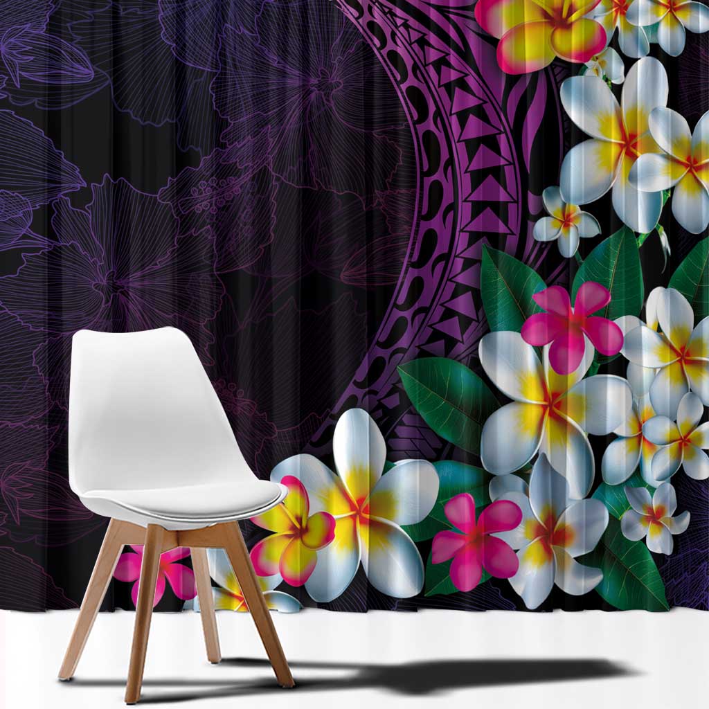 Hawaiian Plumeria-Polynesian Art Tattoo Mauve Color Window Curtain LT03 - Polynesian Pride