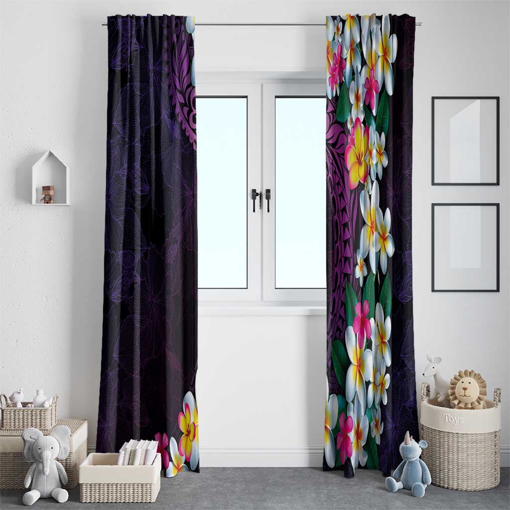 Hawaiian Plumeria-Polynesian Art Tattoo Mauve Color Window Curtain LT03 - Polynesian Pride