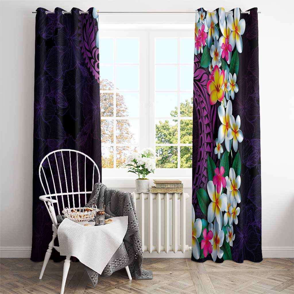 Hawaiian Plumeria-Polynesian Art Tattoo Mauve Color Window Curtain LT03 - Polynesian Pride
