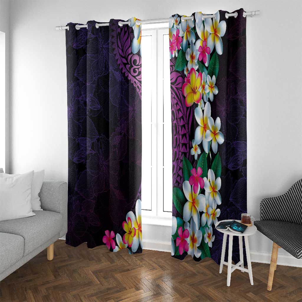 Hawaiian Plumeria-Polynesian Art Tattoo Mauve Color Window Curtain LT03 With Grommets Purple - Polynesian Pride