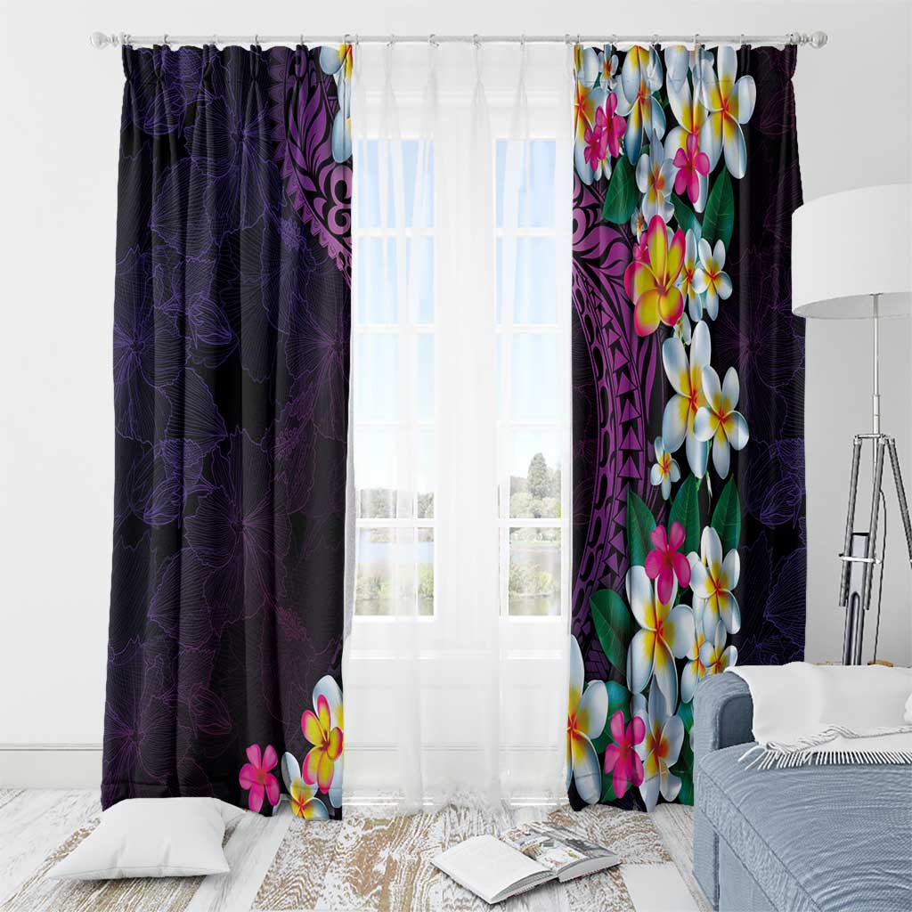 Hawaiian Plumeria-Polynesian Art Tattoo Mauve Color Window Curtain LT03 - Polynesian Pride
