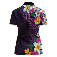 Hawaiian Plumeria-Polynesian Art Tattoo Mauve Color Women Polo Shirt