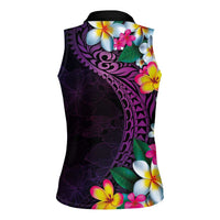 Hawaiian Plumeria-Polynesian Art Tattoo Mauve Color Women Sleeveless Polo Shirt