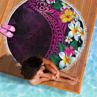 Hawaiian Plumeria-Polynesian Art Tattoo Plum Pink Color Beach Blanket LT03 - Polynesian Pride