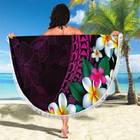 Hawaiian Plumeria-Polynesian Art Tattoo Plum Pink Color Beach Blanket LT03 - Polynesian Pride