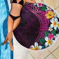 Hawaiian Plumeria-Polynesian Art Tattoo Plum Pink Color Beach Blanket LT03 - Polynesian Pride