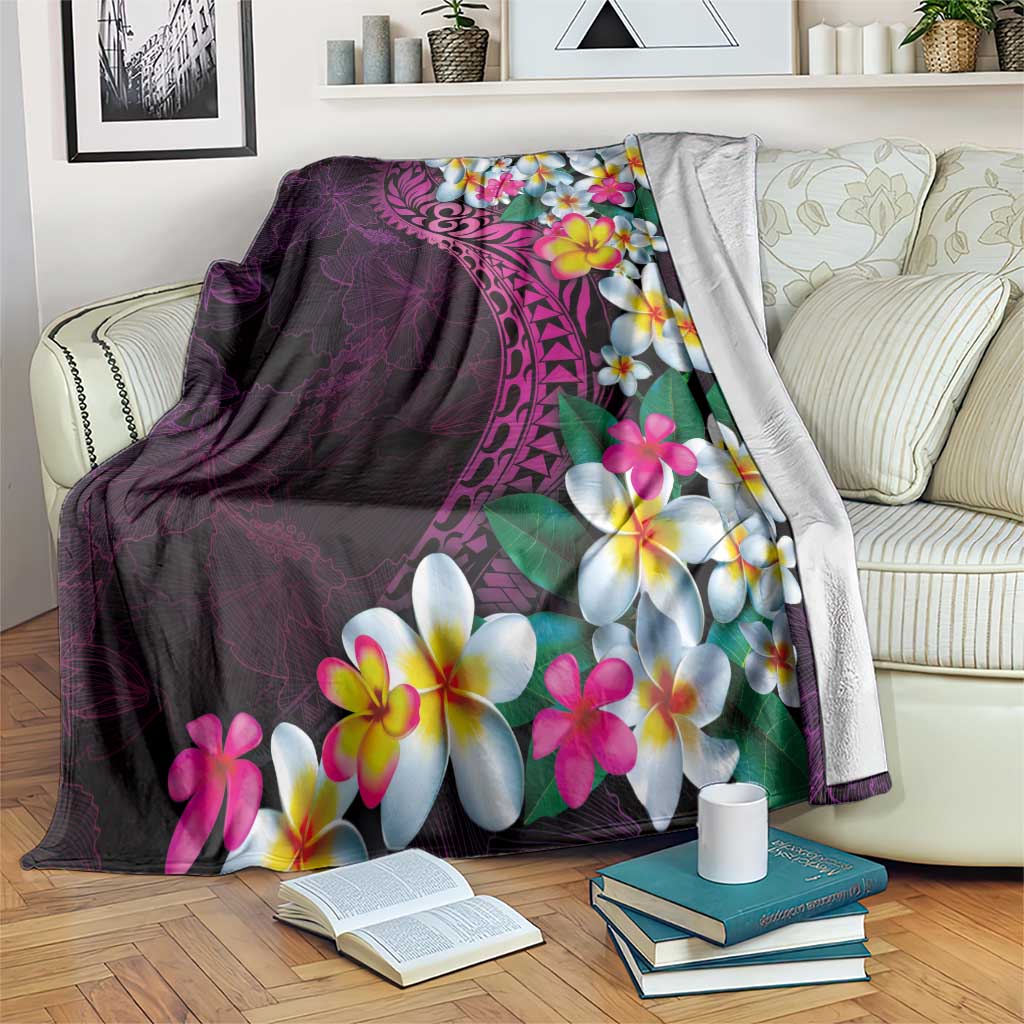 Hawaiian Plumeria-Polynesian Art Tattoo Plum Pink Color Blanket LT03 Pink - Polynesian Pride