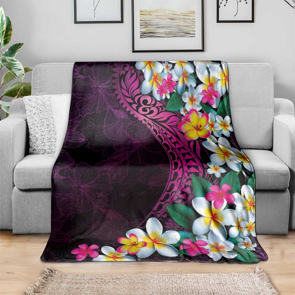Hawaiian Plumeria-Polynesian Art Tattoo Plum Pink Color Blanket LT03 - Polynesian Pride
