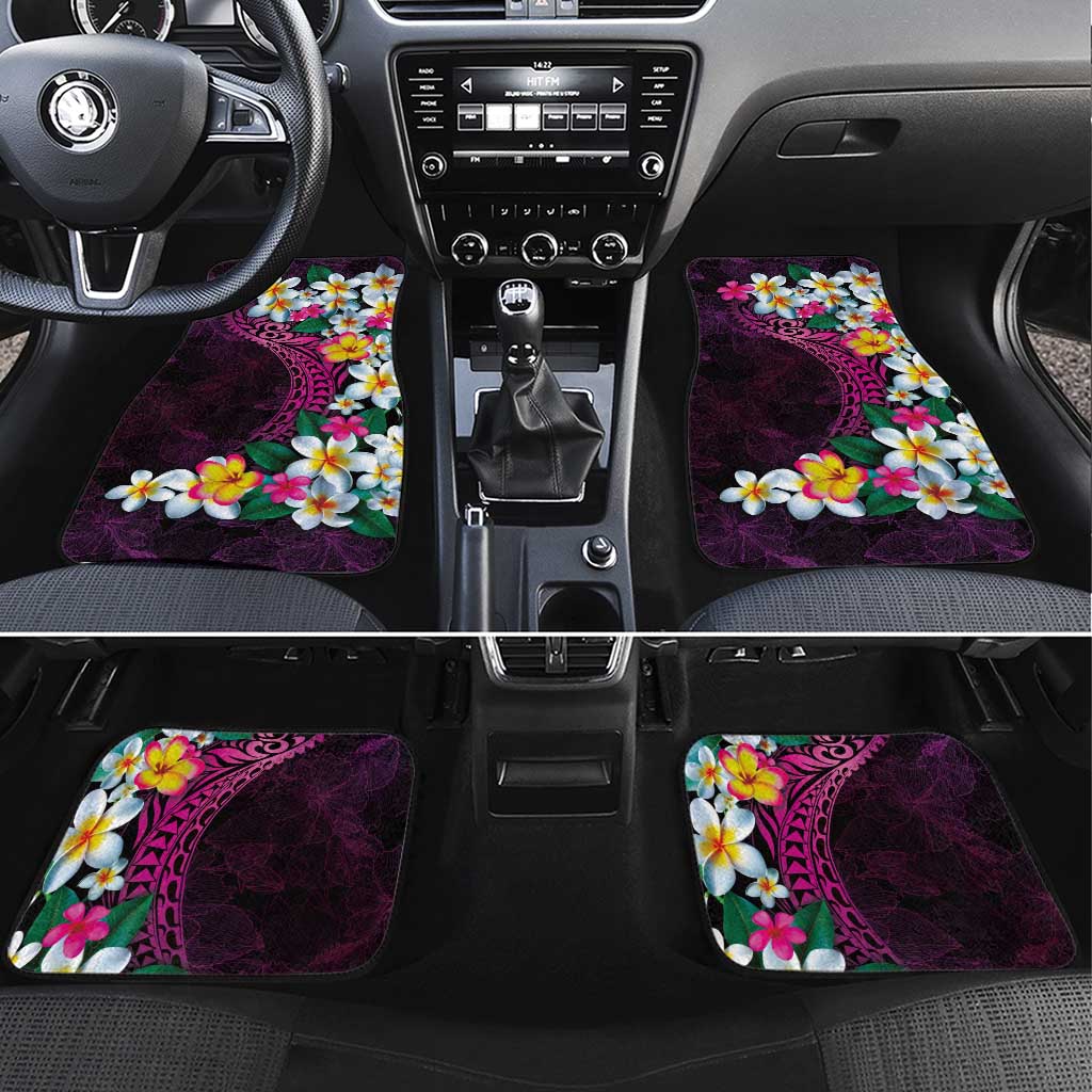 Hawaiian Plumeria-Polynesian Art Tattoo Plum Pink Color Car Mats