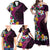 Hawaiian Plumeria-Polynesian Art Tattoo Plum Pink Color Family Matching Off Shoulder Maxi Dress and Hawaiian Shirt