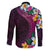 Hawaiian Plumeria-Polynesian Art Tattoo Plum Pink Color Family Matching Off Shoulder Maxi Dress and Hawaiian Shirt