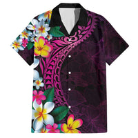 Hawaiian Plumeria-Polynesian Art Tattoo Plum Pink Color Family Matching Puletasi and Hawaiian Shirt