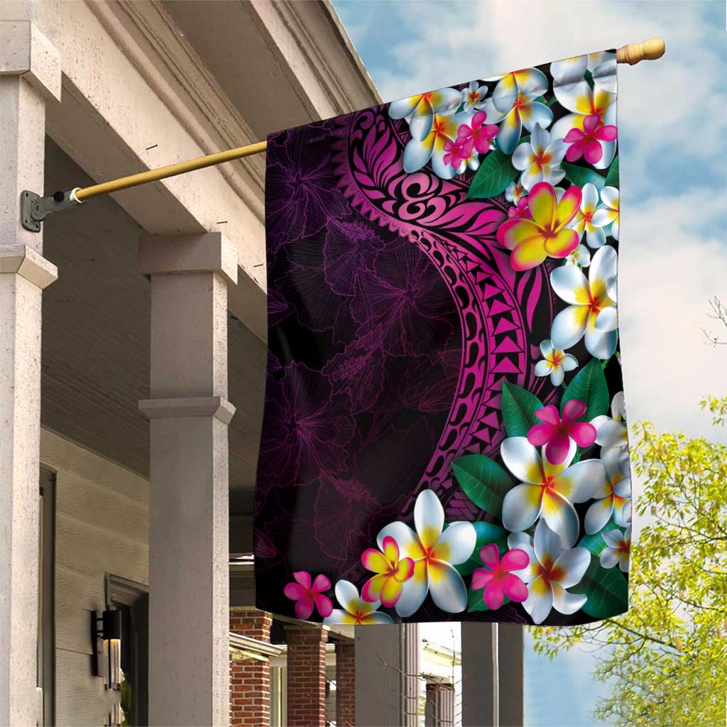 Hawaiian Plumeria-Polynesian Art Tattoo Plum Pink Color Garden Flag LT03 House Flag Pink - Polynesian Pride