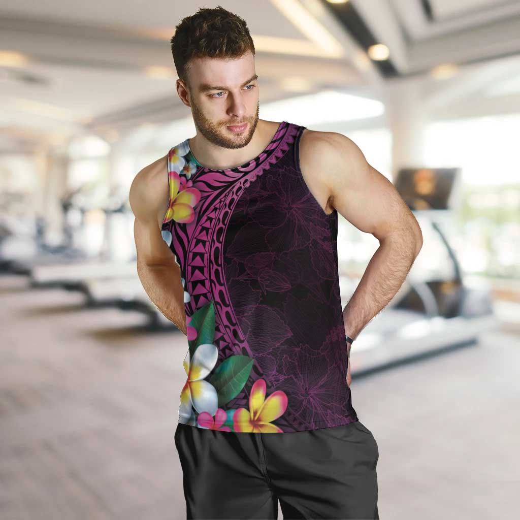 Hawaiian Plumeria-Polynesian Art Tattoo Plum Pink Color Men Tank Top LT03 Pink - Polynesian Pride