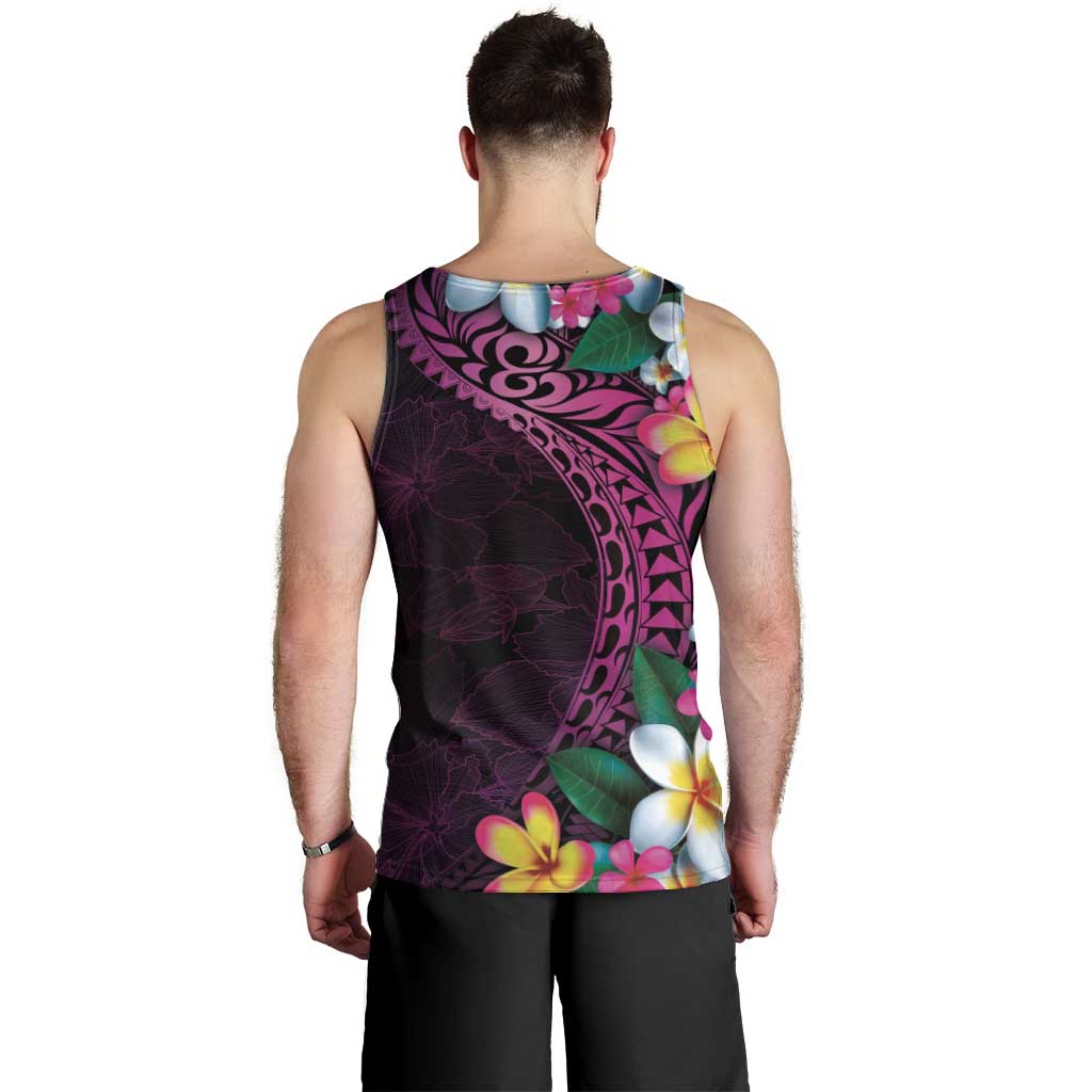 Hawaiian Plumeria-Polynesian Art Tattoo Plum Pink Color Men Tank Top LT03 - Polynesian Pride